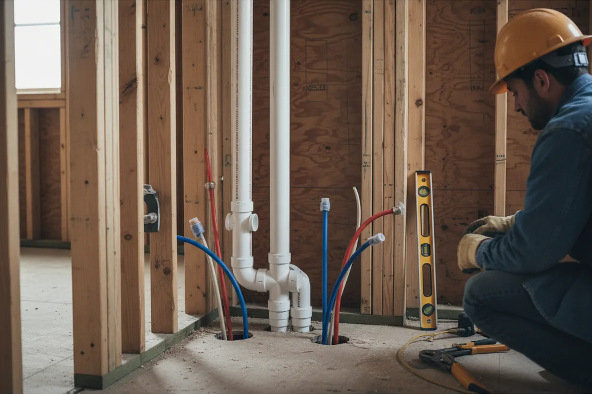 Drain and supply rough-in during Drain Cleaning in Romulus