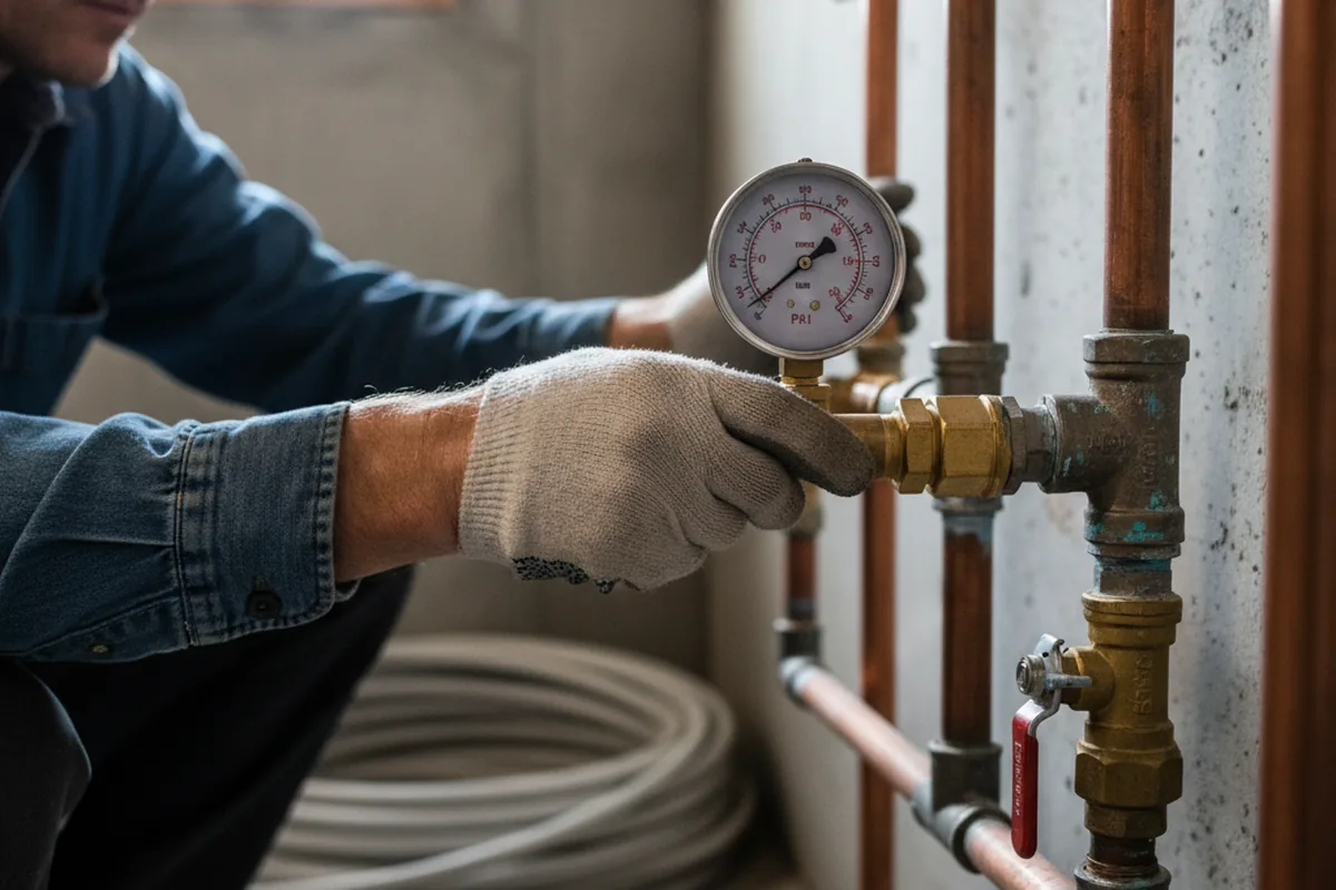Pressure testing a repaired line during Water Line Repair in Romulus